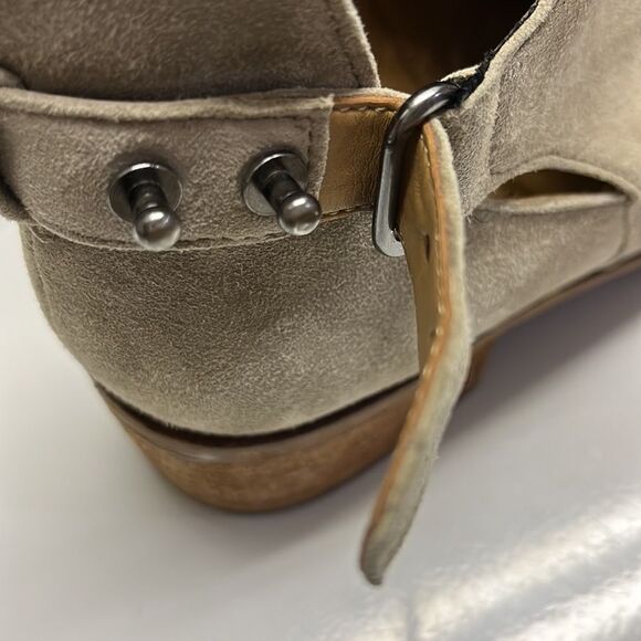 Sam Edelmann Beige Slip-On Suede Braided Booties with Buckles- Size 6.5 - Picture 5 of 16